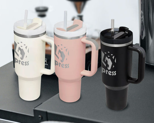 40 oz. Custom Engraved Tumbler with Handle and Straw