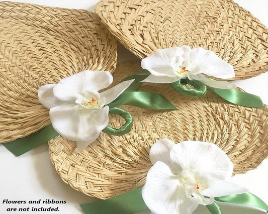8-12 Inches Natural Straw Fans (Set of 10)