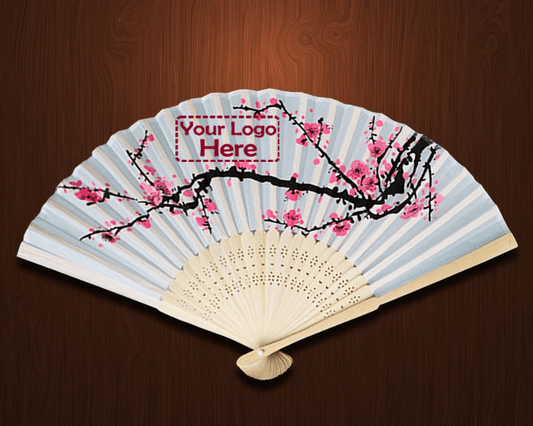 Custom Printed Cherry Blossom Silk Fans
