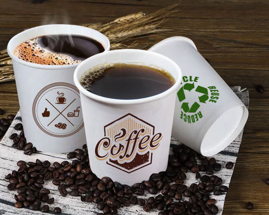 4 oz. Custom Printed Kraft or White Disposable Paper Coffee Cups