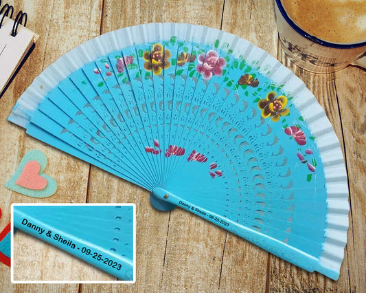 Personalized Painted Spanish Wood Fans with Side Print
