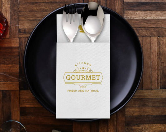 40x40 cm Personalized White 1/8 Fold Airlaid Dinner Napkins