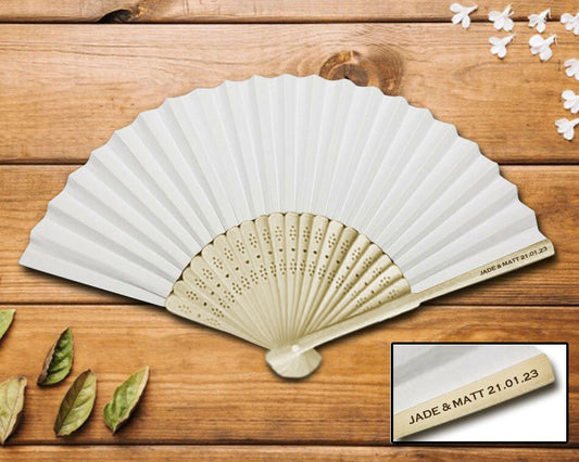 Personalized White Paper Fan - Side Print