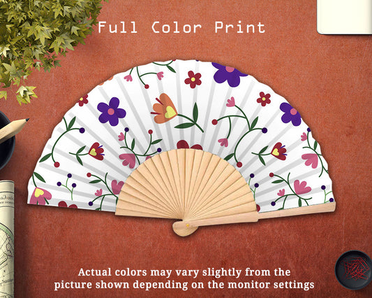 Personalized Spanish Hand Fans with Wooden Frame (Full Color)