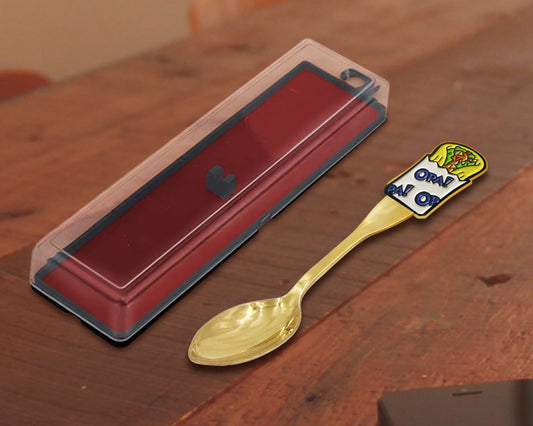 Gold Souvenir Spoon with Soft Enamel Lapel Pin