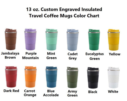 13 oz. Custom Engraved Stainless Steel Insulated Travel Coffee Mug