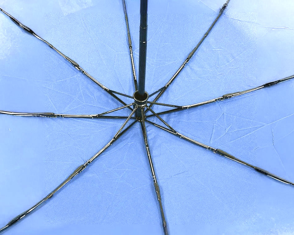 21" Custom Umbrella w Solid-Color Logo: 3-Fold, Fully-Automatic, Windproof