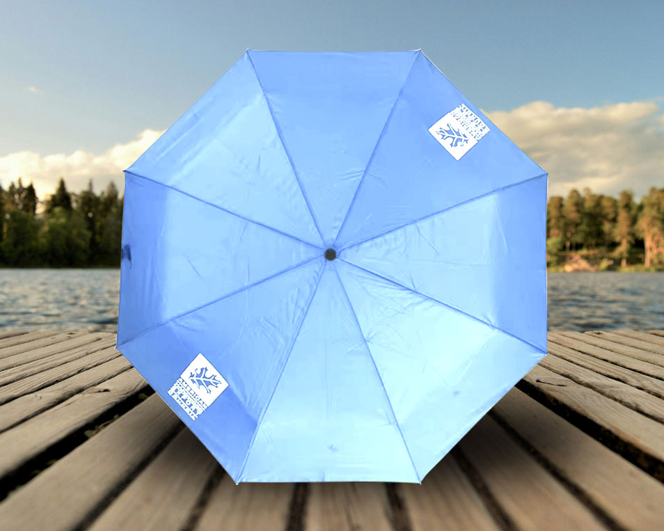 21" Custom Umbrella w Solid-Color Logo: 3-Fold, Fully-Automatic, Windproof