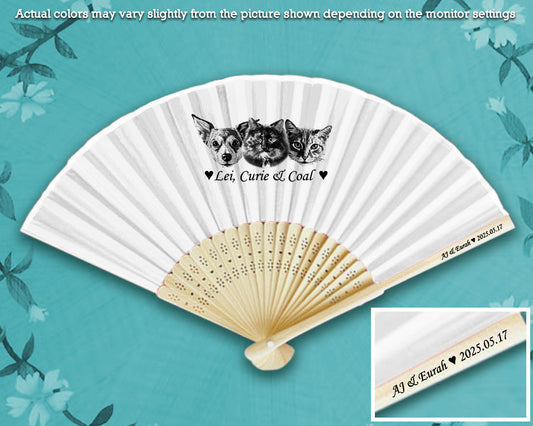 Picture-Perfect Line Art Photo Personalized Silk Fans