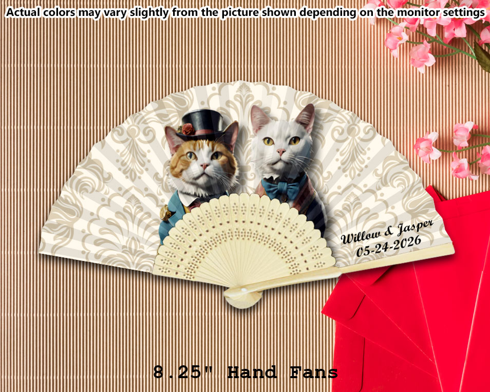 Personalized Cats and Dogs in Vintage-Style Costume Paper Fan (Full Color)
