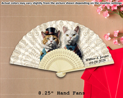 Personalized Cats and Dogs in Vintage-Style Costume Paper Fan (Full Color)