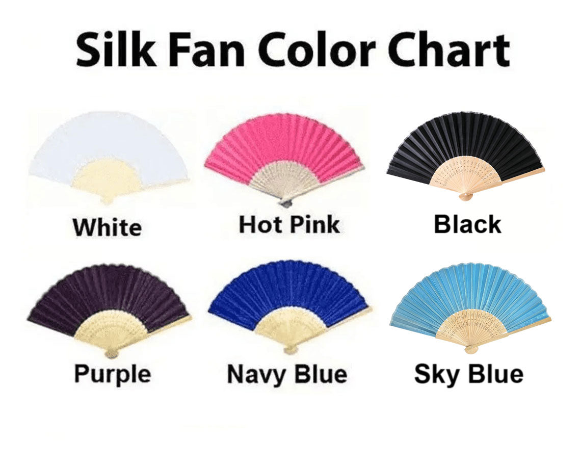 Imprinted Personalized Silk Fans with Side Print