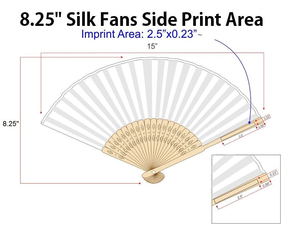 Imprinted Personalized Cherry Blossom Silk Fans w Side Print