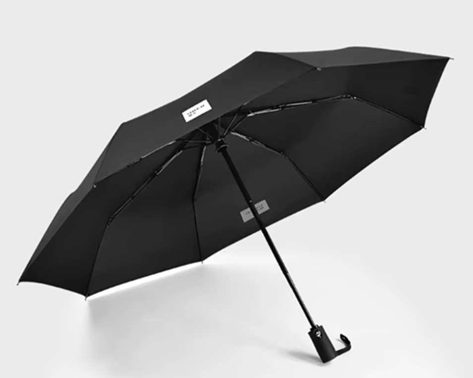 21" Custom Umbrella w Solid-Color Logo: 3-Fold, Fully-Automatic, Windproof